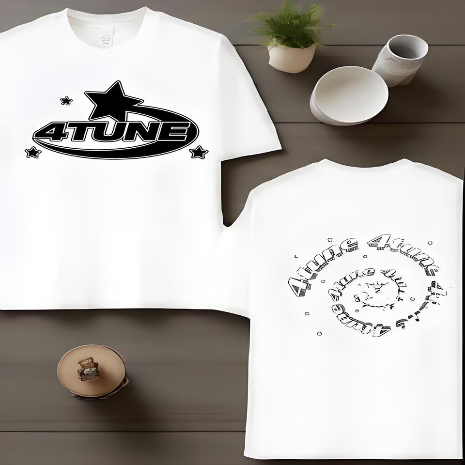 4TUNE Unisex White Cotton Tee Streetwear Short Sleeve