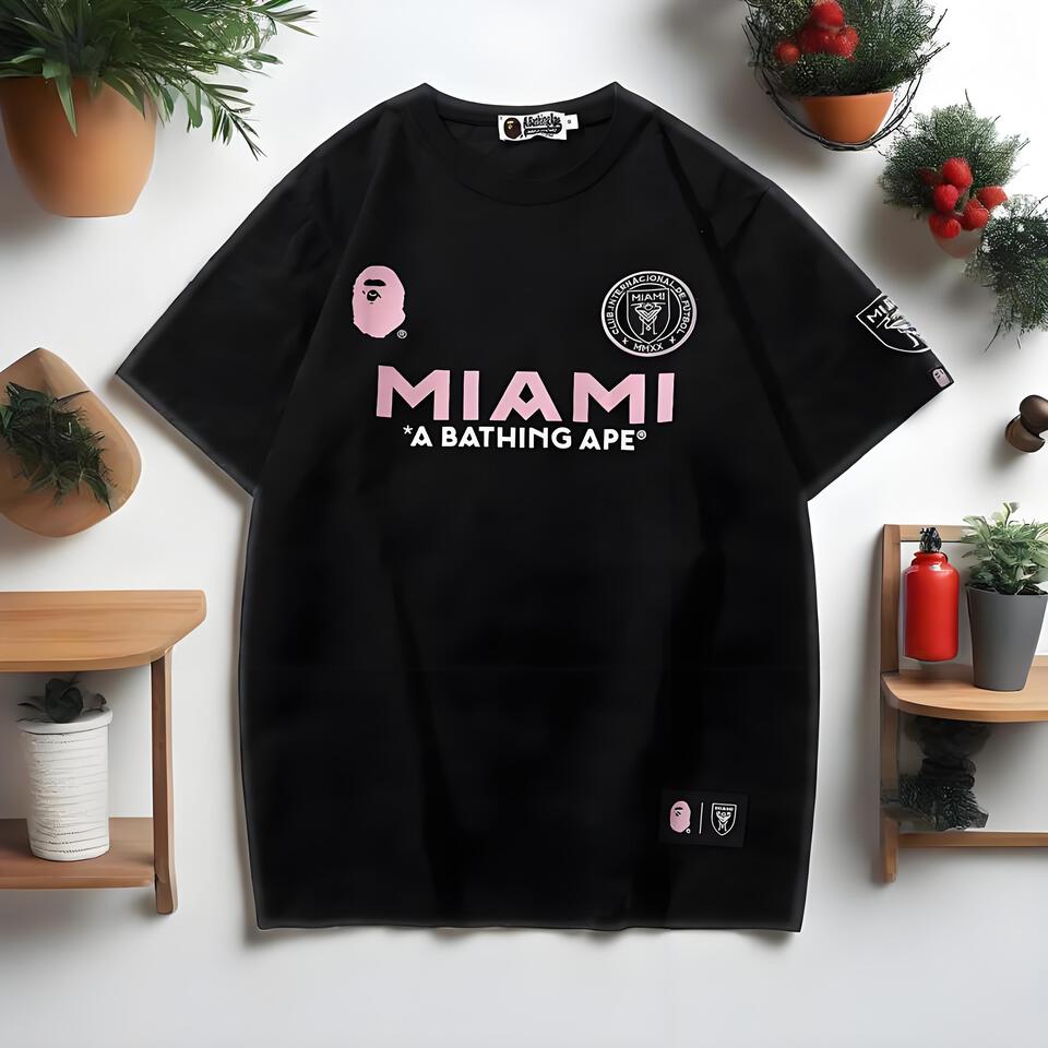 A Bathing Ape Black Cotton Loose T-Shirt Unisex Streetwear