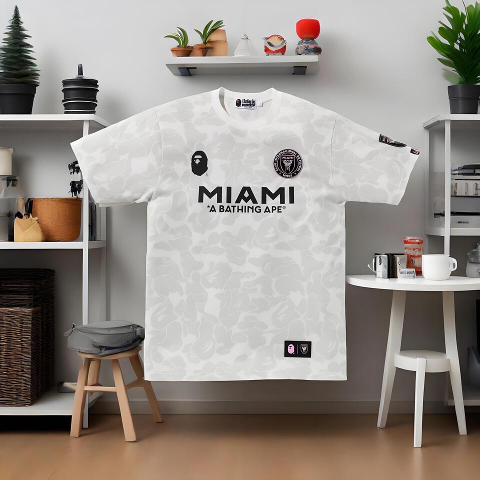 A Bathing Ape Miami Collab Light Grey Oversized Cotton T-Shirt