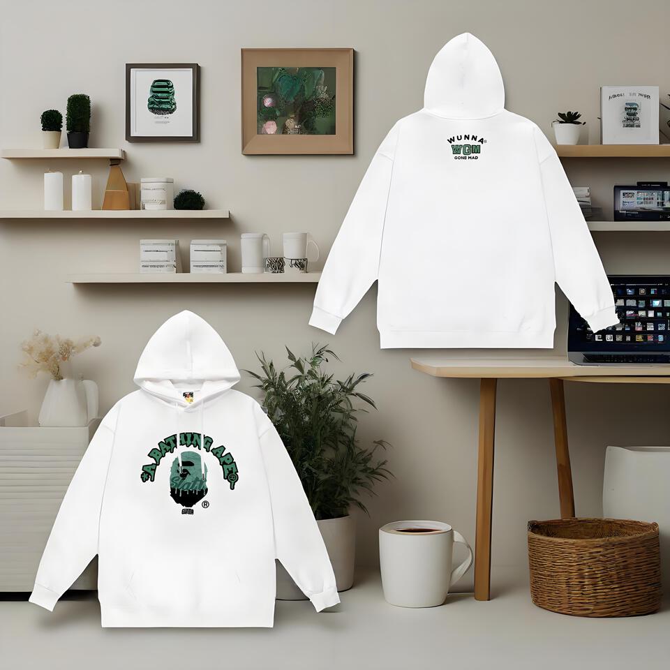 A Bathing Ape White Hoodie Loose Streetwear Style