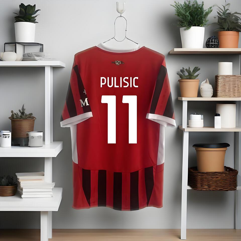 AC Milan 125th Anniversary Red Black Stripe Quick-Dry Football Shirt
