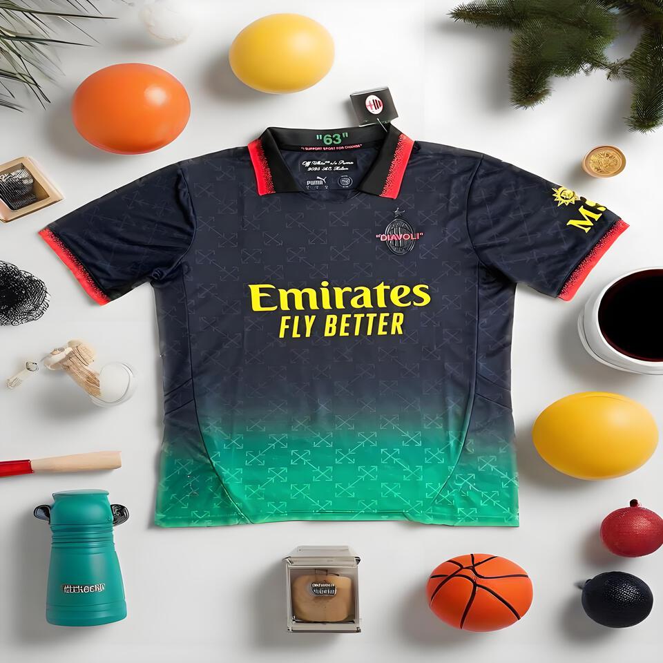 AC Milan 23/24 Away Jersey Black Green Gradient Moisture-Wicking Football Shirt