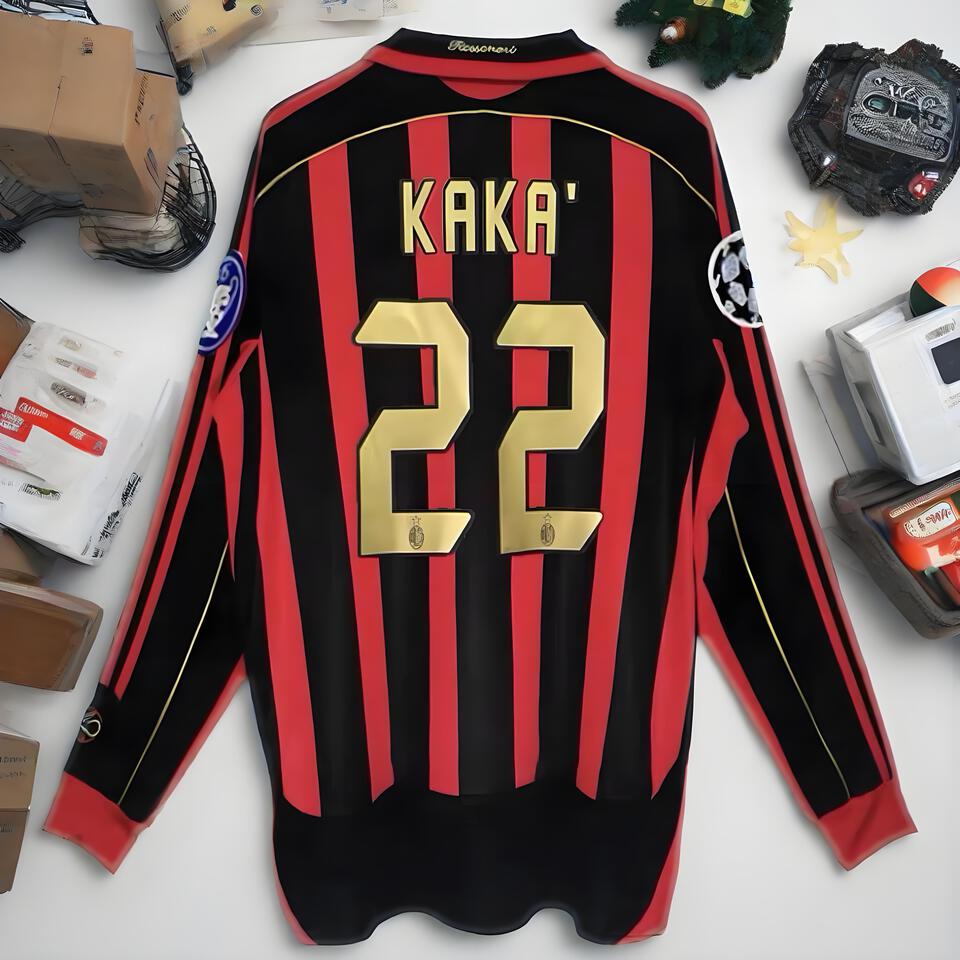 AC Milan Kaka 22 Black Red Football Jersey, Authentic Vintage Soccer Shirt