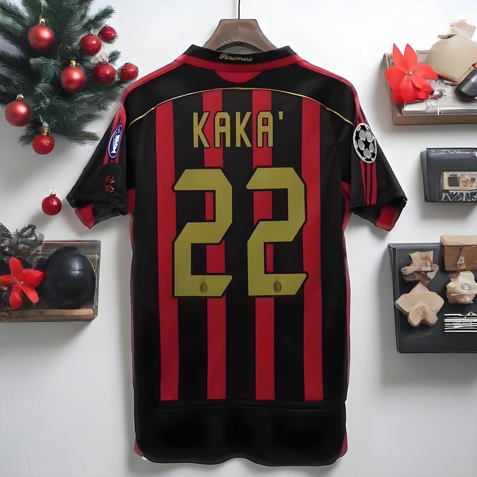 AC Milan KAKA 22 Jersey Red Black, Authentic Football Shirt, Vintage Soccer Jersey