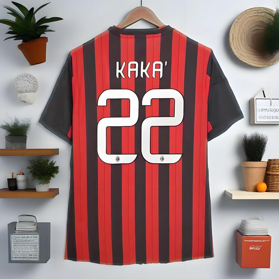 AC Milan KAKA 22 Red Black Stripe Breathable Short Sleeve Jersey
