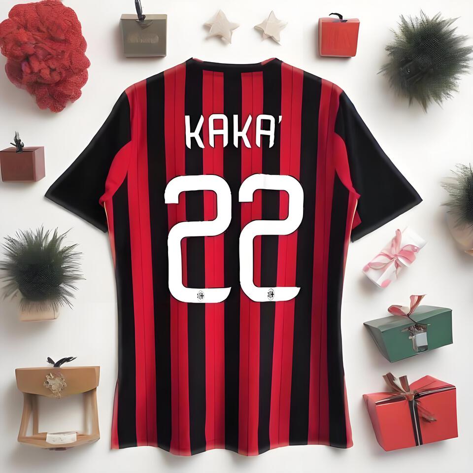 AC Milan Kaka 22 Red Black Striped Breathable Soccer Jersey