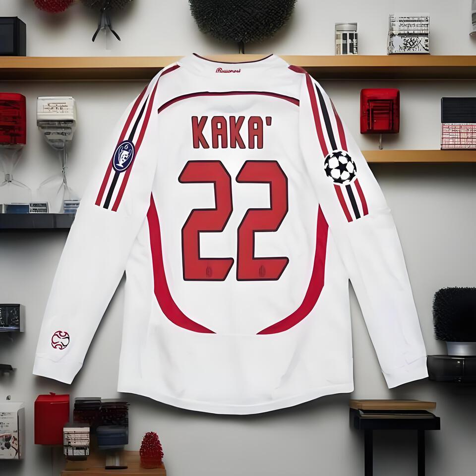 AC Milan Kaka 22 White Breathable Long Sleeve Jersey Vintage Retro Classic Football Shirt