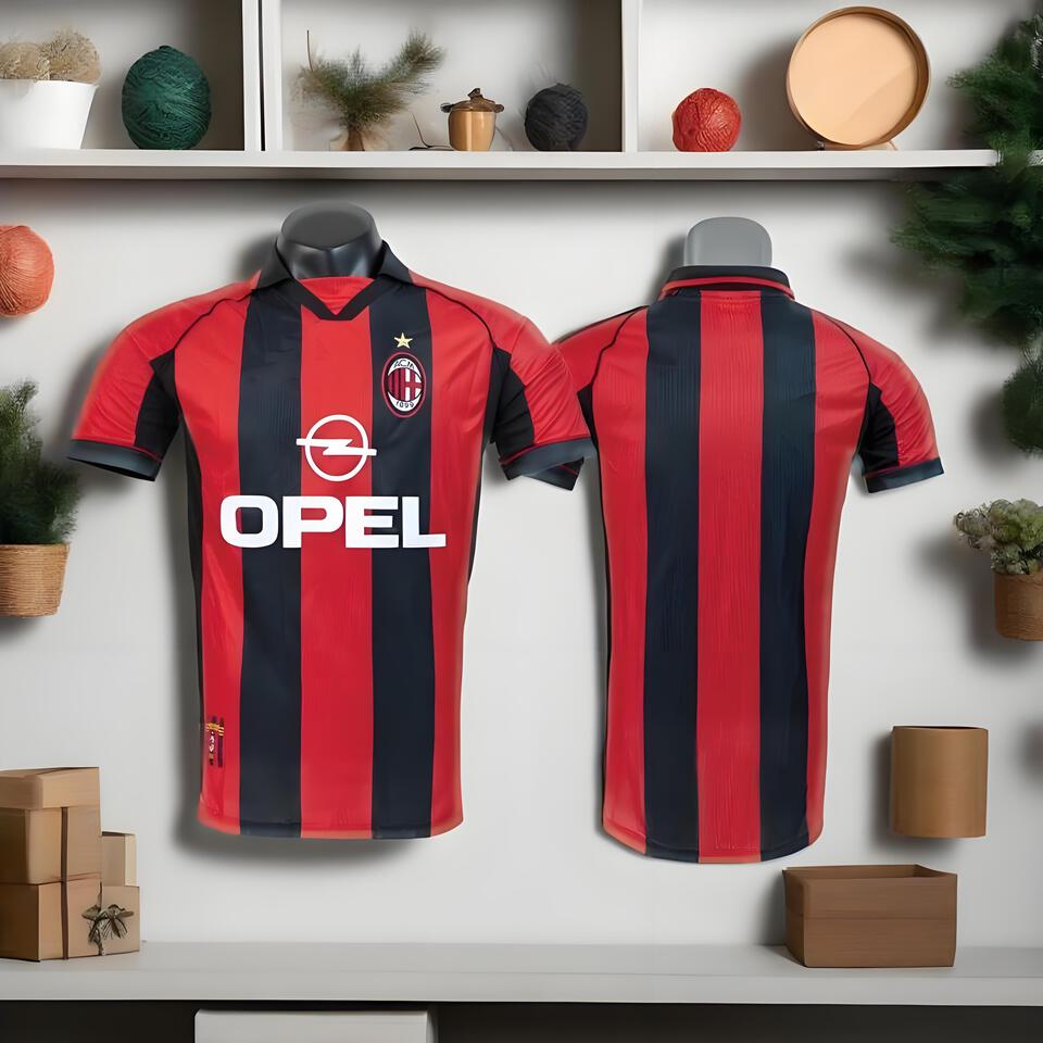 AC Milan Red Black Stripe Breathable Comfort Minimalist Sports Shirt