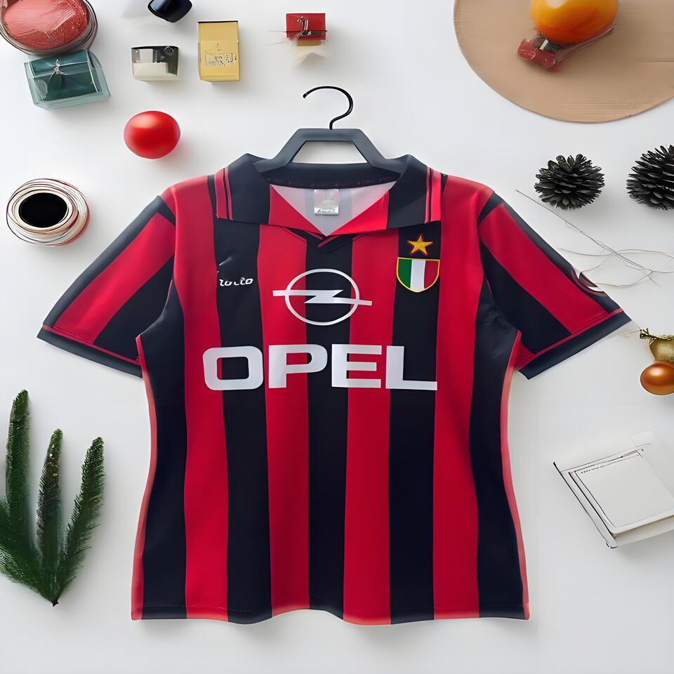 AC Milan Retro Red Black Striped Jersey Vintage Classic Football Shirt