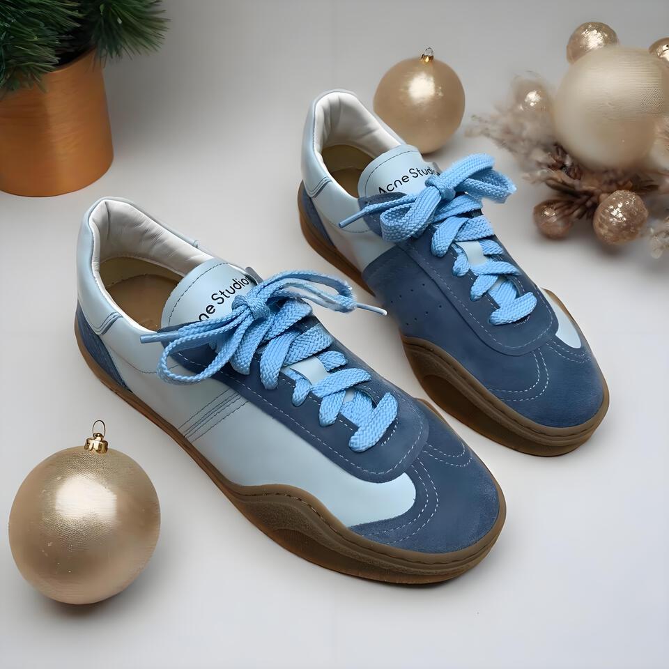 Acne Studios Blue White Suede Leather Chunky Sole Sneakers