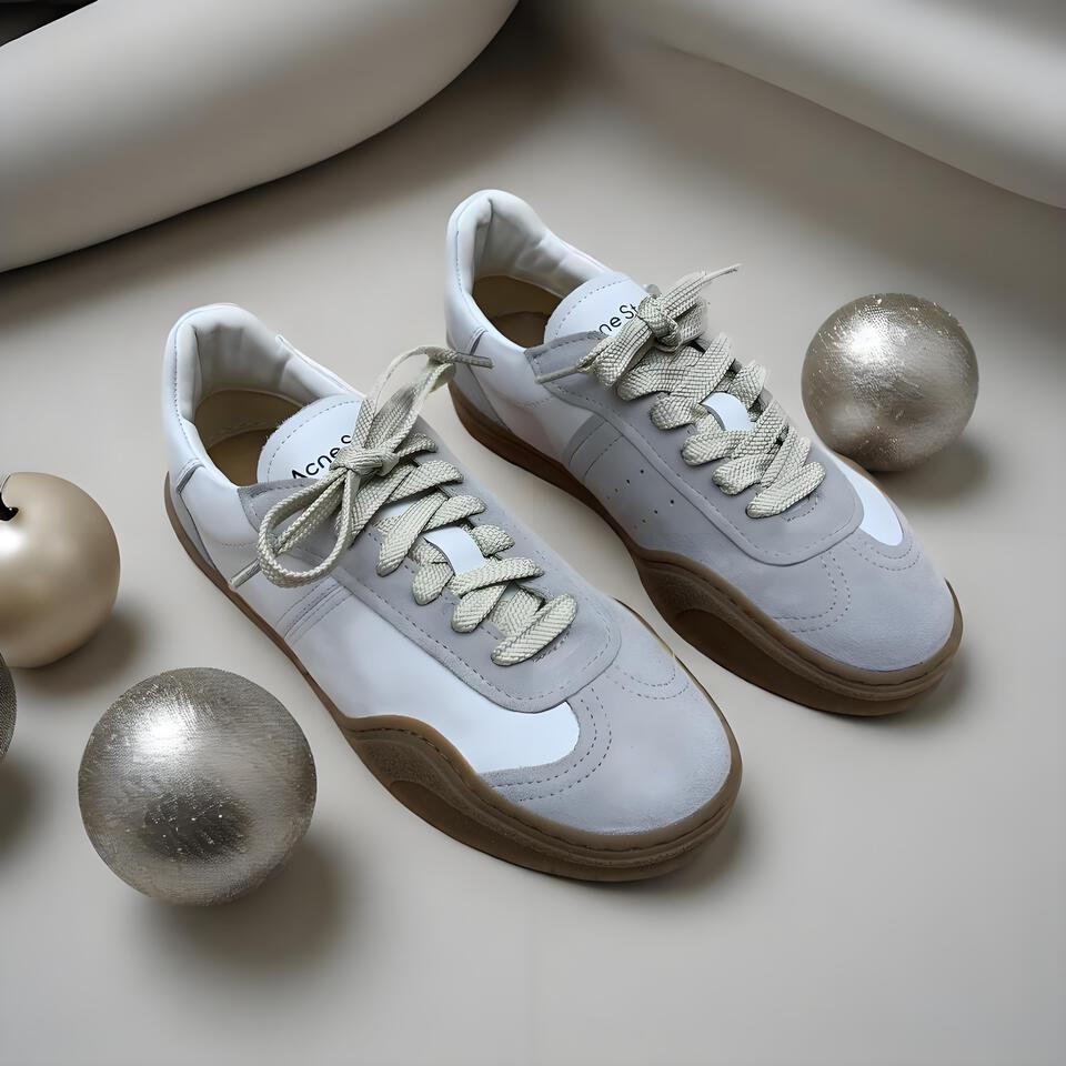 Acne Studios Grey White Low Top Retro Sneakers