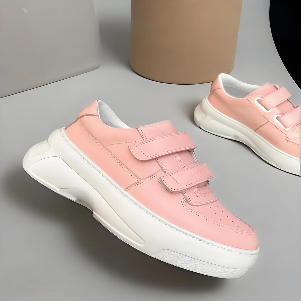 Acne Studios Pink Velcro Leather Platform Sneakers