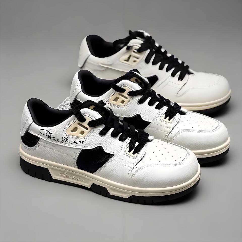 Acne Studios White Black Leather Retro Platform Sneakers Cushioned Comfort