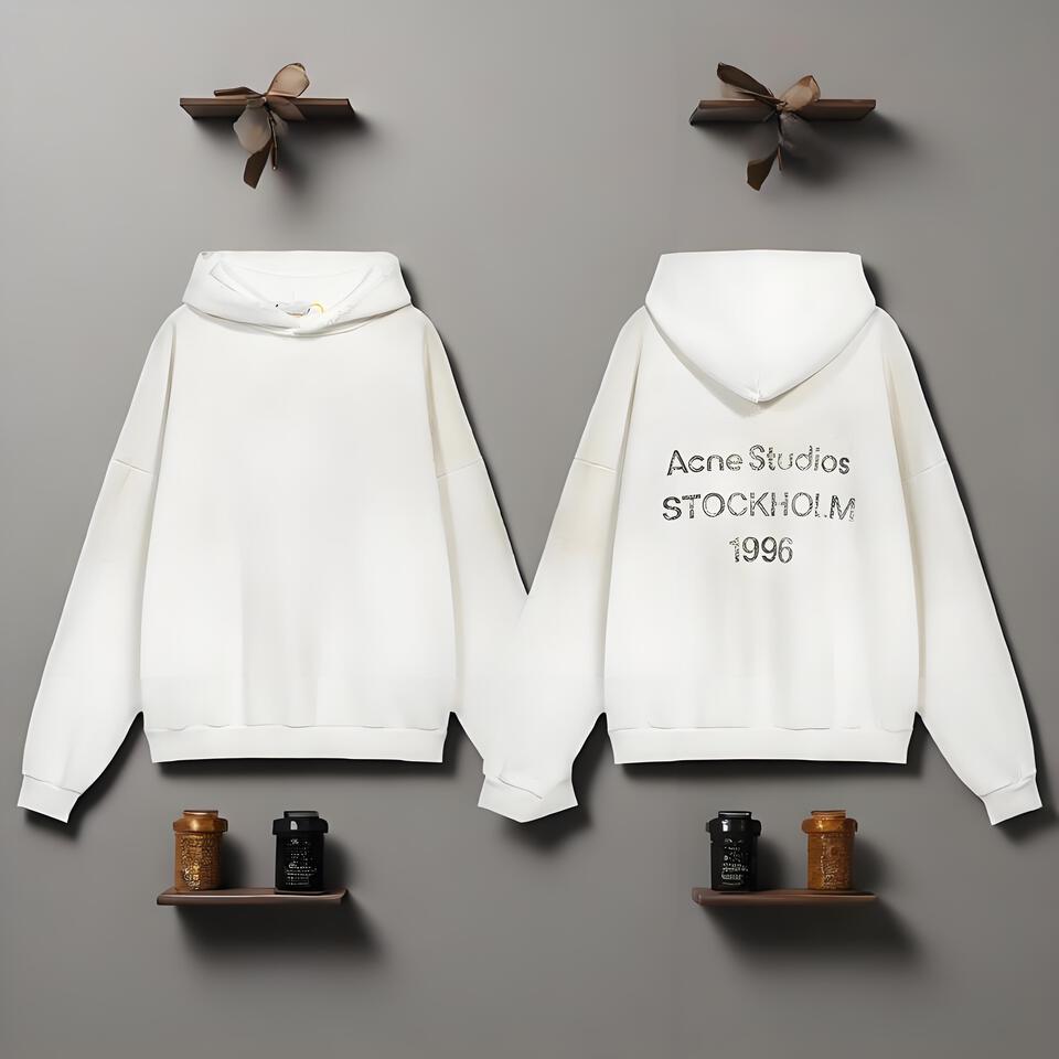 Acne Studios White Cotton Hoodie Unisex Classic Oversized Fit