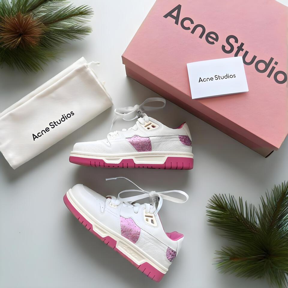 Acne Studios White Glitter Chunky Sole Platform Sneakers