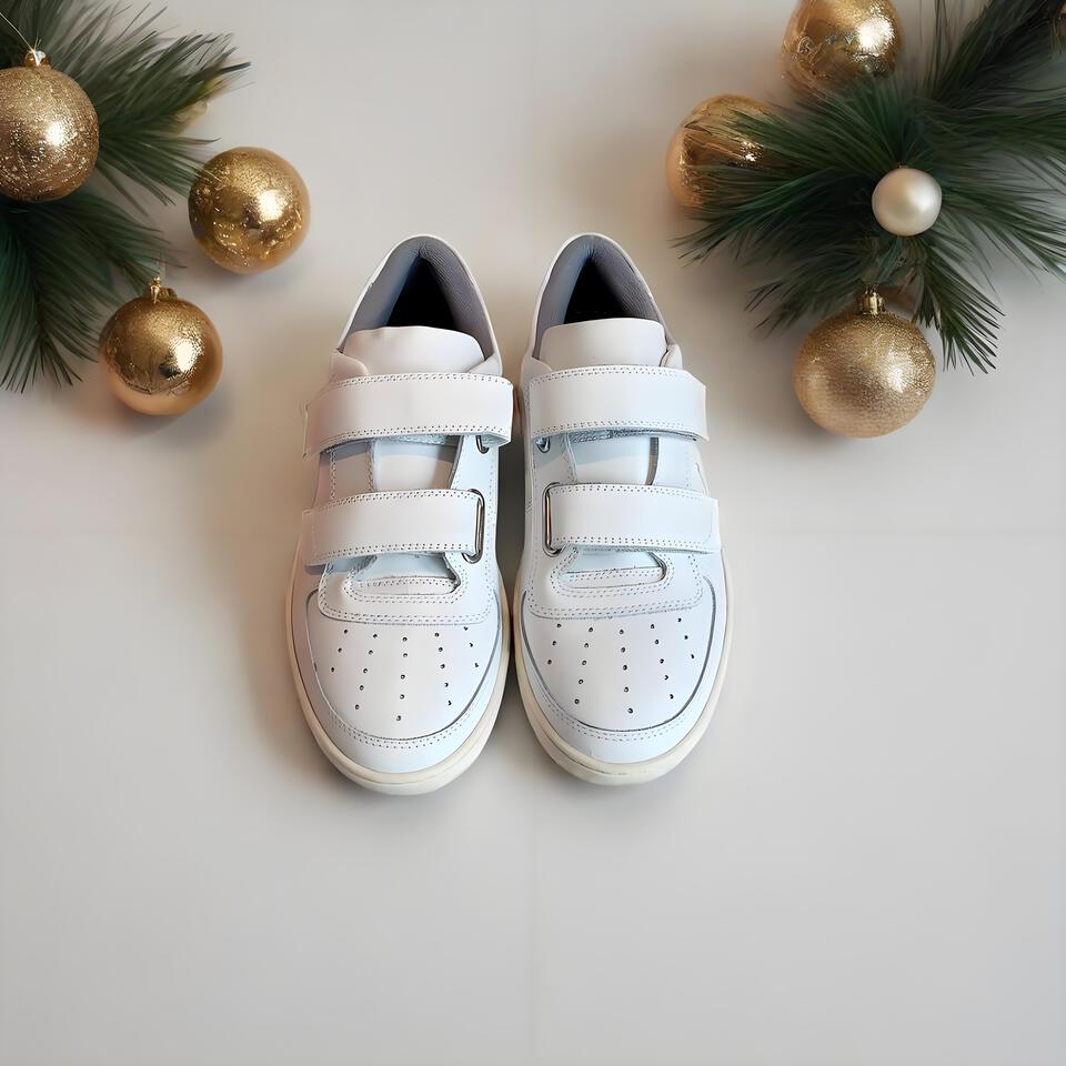 Acne Studios White Leather Sneakers with Dual Velcro Straps