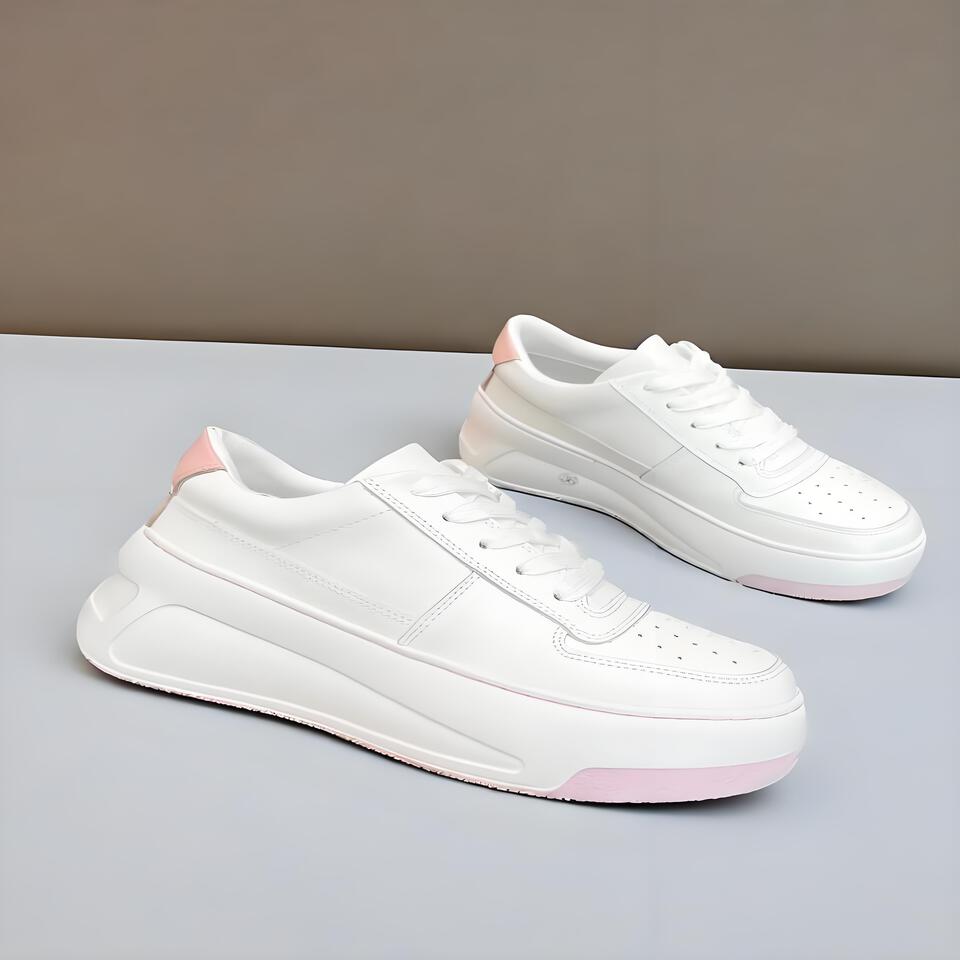 Acne Studios White Pink Leather Platform Sneakers