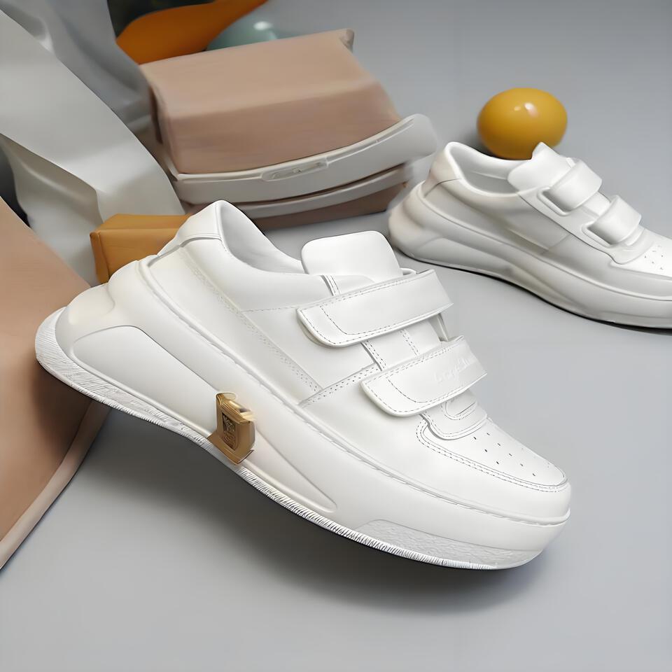 Acne Studios White Velcro Platform Leather Sneakers