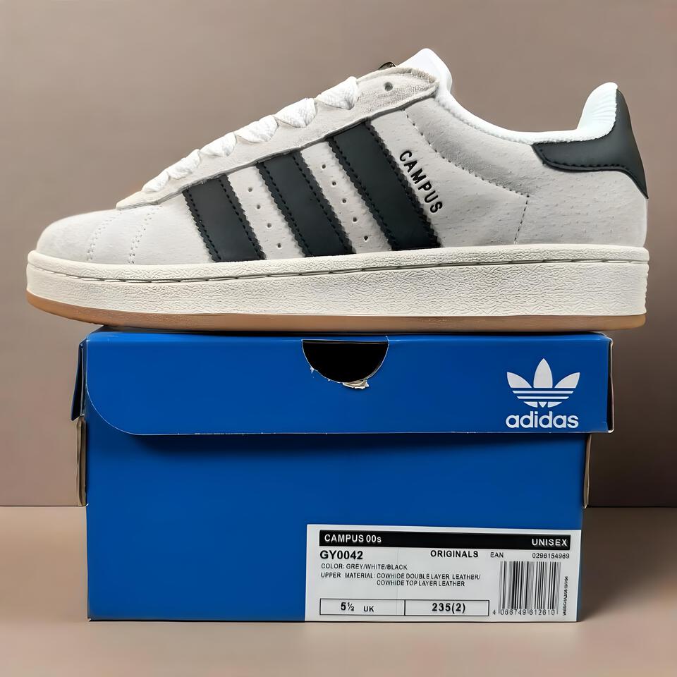 adidas Campus 00s Grey White Black Suede Retro Sneakers