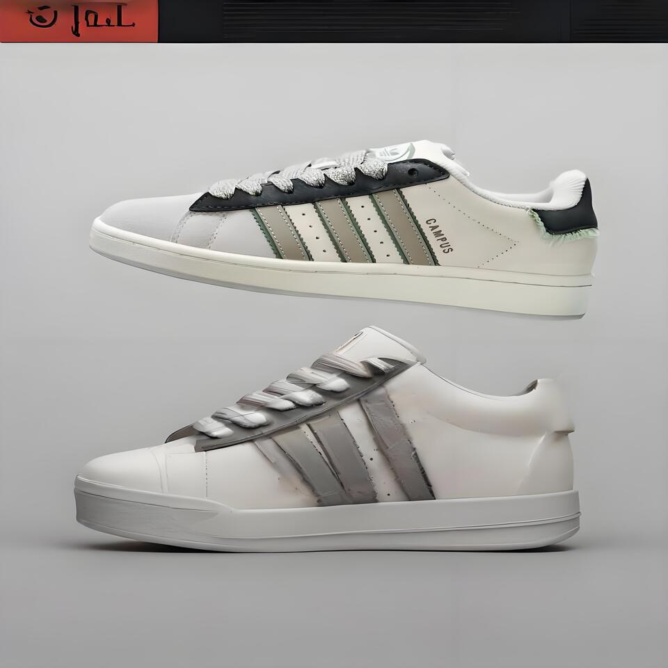 Adidas Campus White Black Grey Vintage Sneakers Retro Shoes