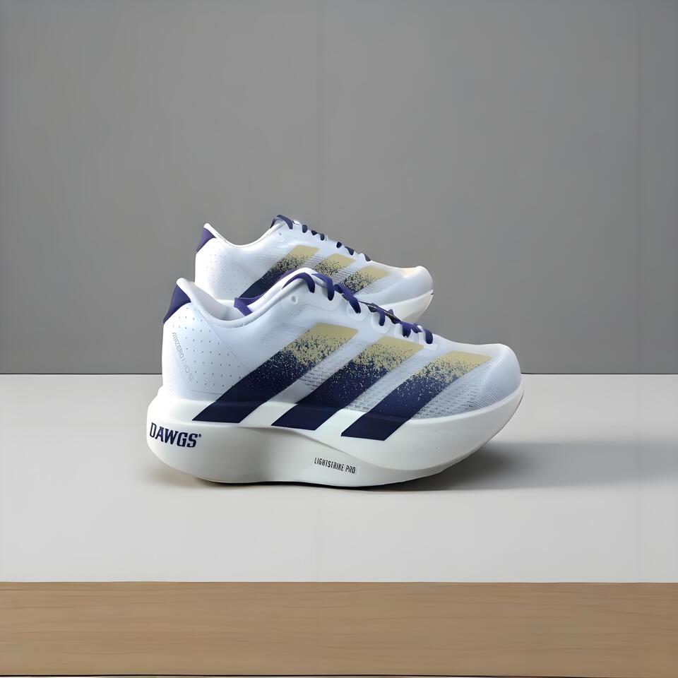 Adidas DAWGS Gradient Running Shoes: Lightweight Breathable Classic White Blue Gold