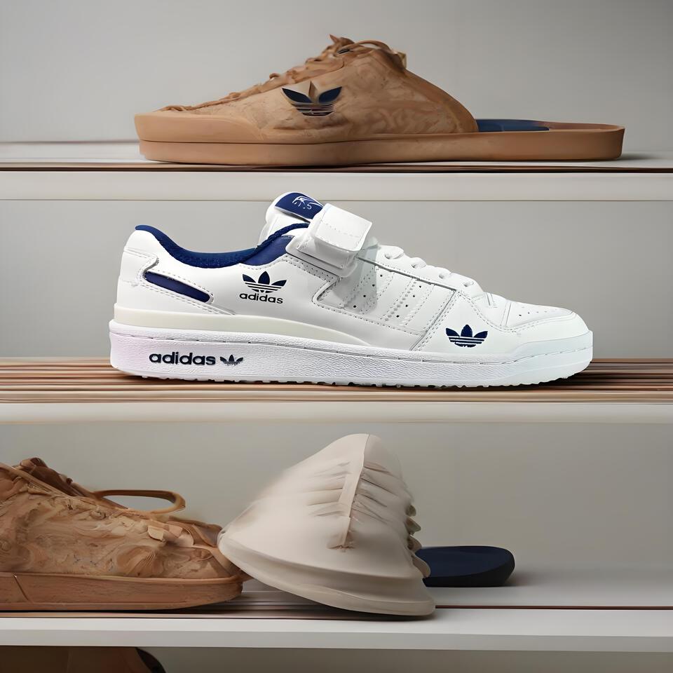 adidas Forum Low White Blue Leather Sneakers Retro Casual Shoes