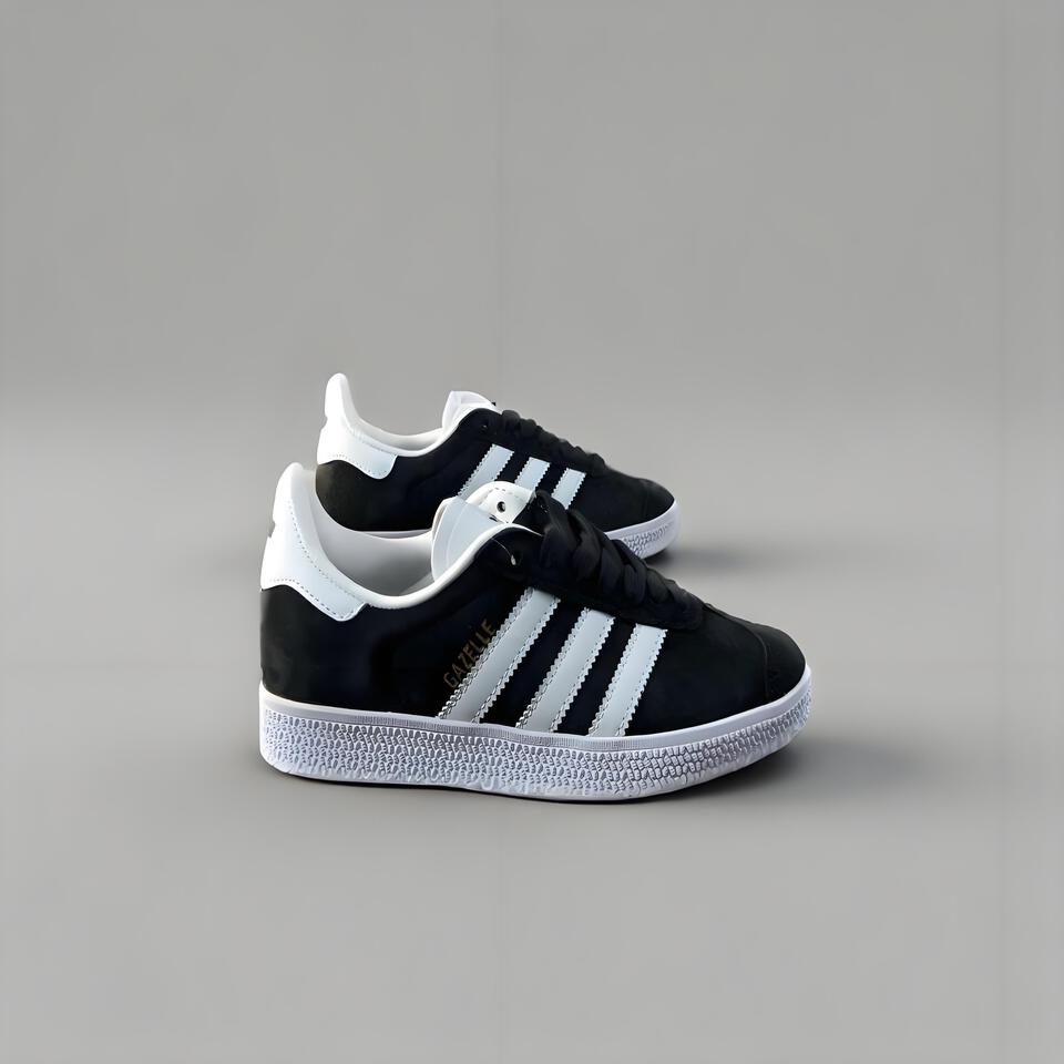 adidas Gazelle Black White Suede Vintage Sneakers