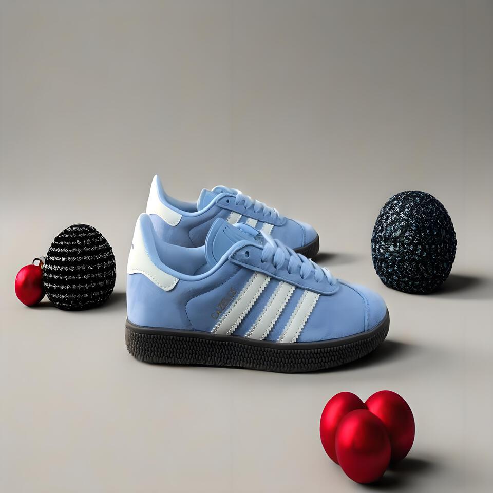 Adidas Gazelle Light Blue White Suede Retro Sneakers