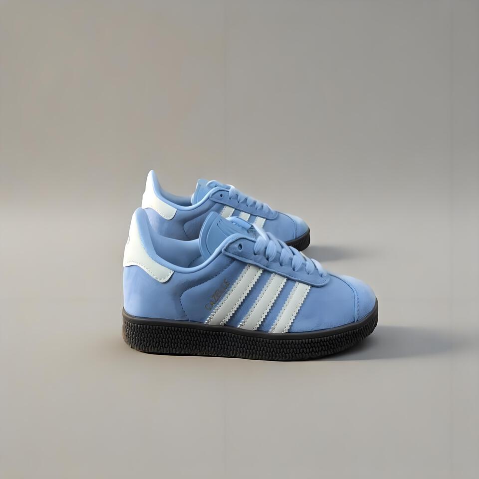 Adidas Gazelle Light Blue White Suede Vintage Sneakers