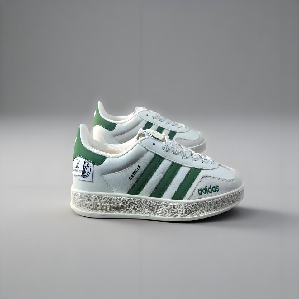 Adidas Gazelle Vintage Leather Sneakers White Green