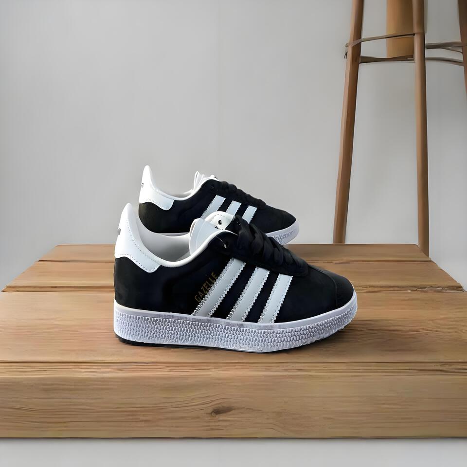 Adidas Gazelle Vintage Suede Low Top Sneakers in Black White