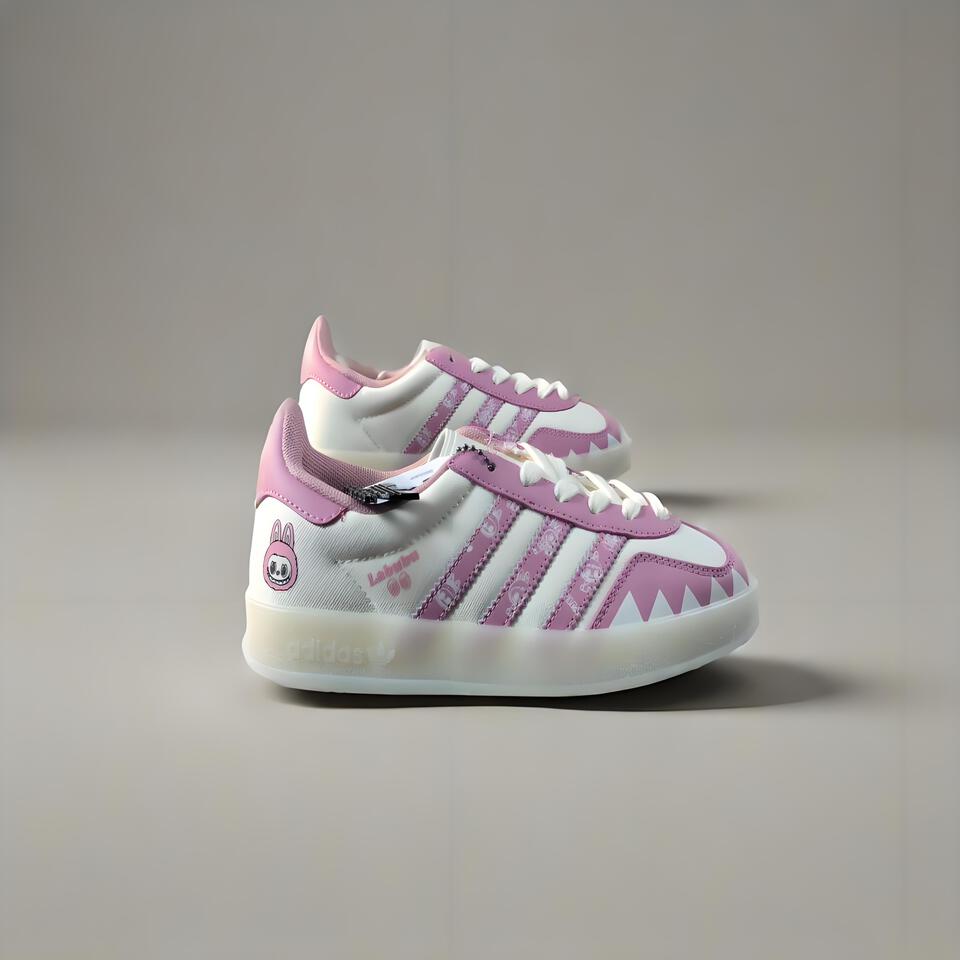 adidas Labubu Pink White Canvas Shoes Women's Vintage