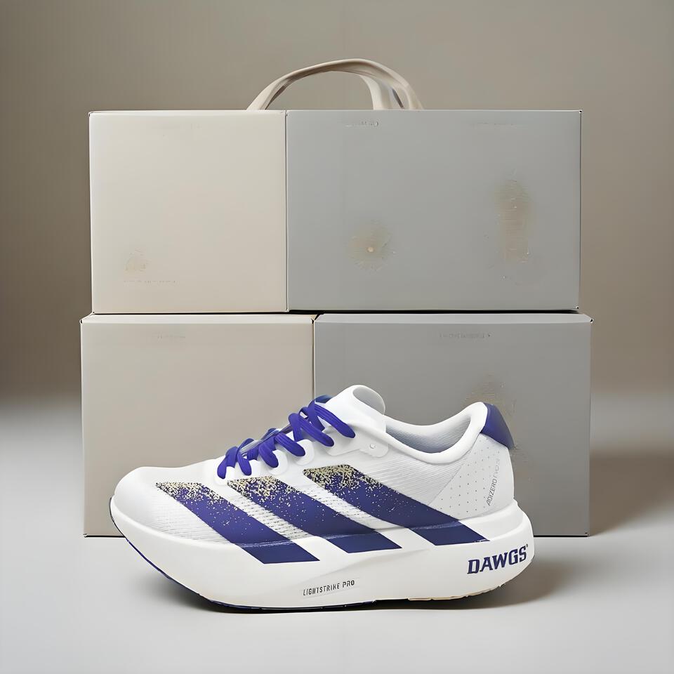 Adidas Lightstrike Pro Running Shoes - White, Blue, Gold