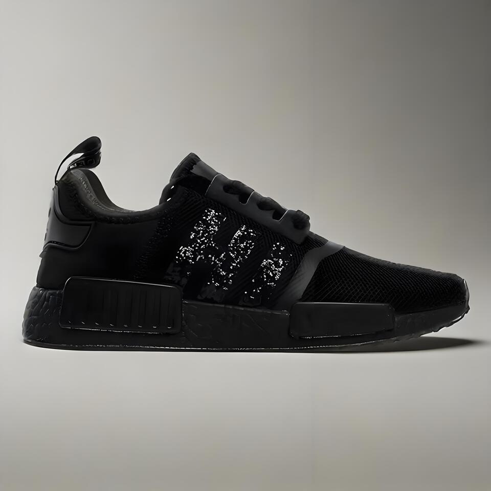 Adidas NMD R1 Shoes Men Women | Black Silver Glitter | Casual Sneakers