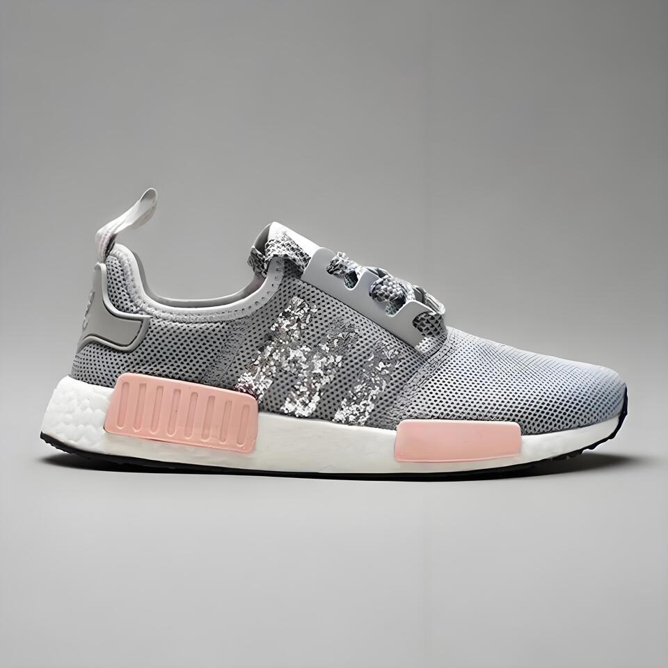 Adidas NMD R1 Women's Shoes Gray Pink Glitter | Limited Edition