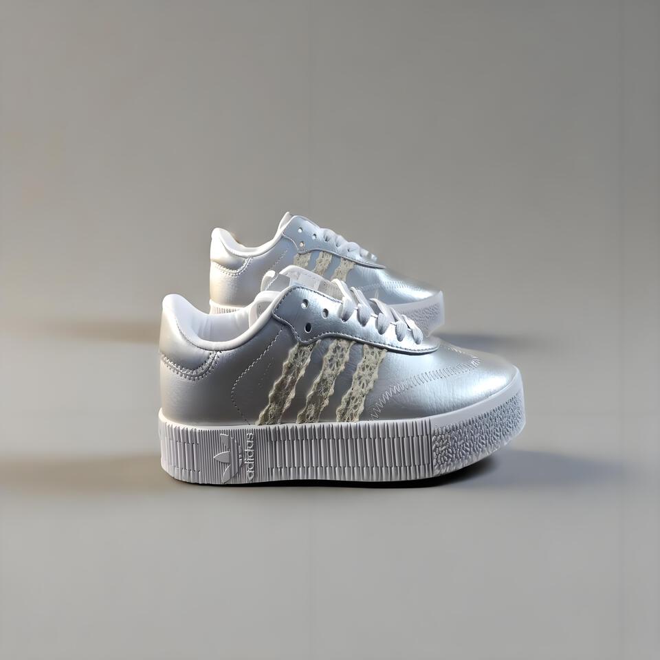 adidas Originals Silver Grey Knit Metallic Retro Sneakers