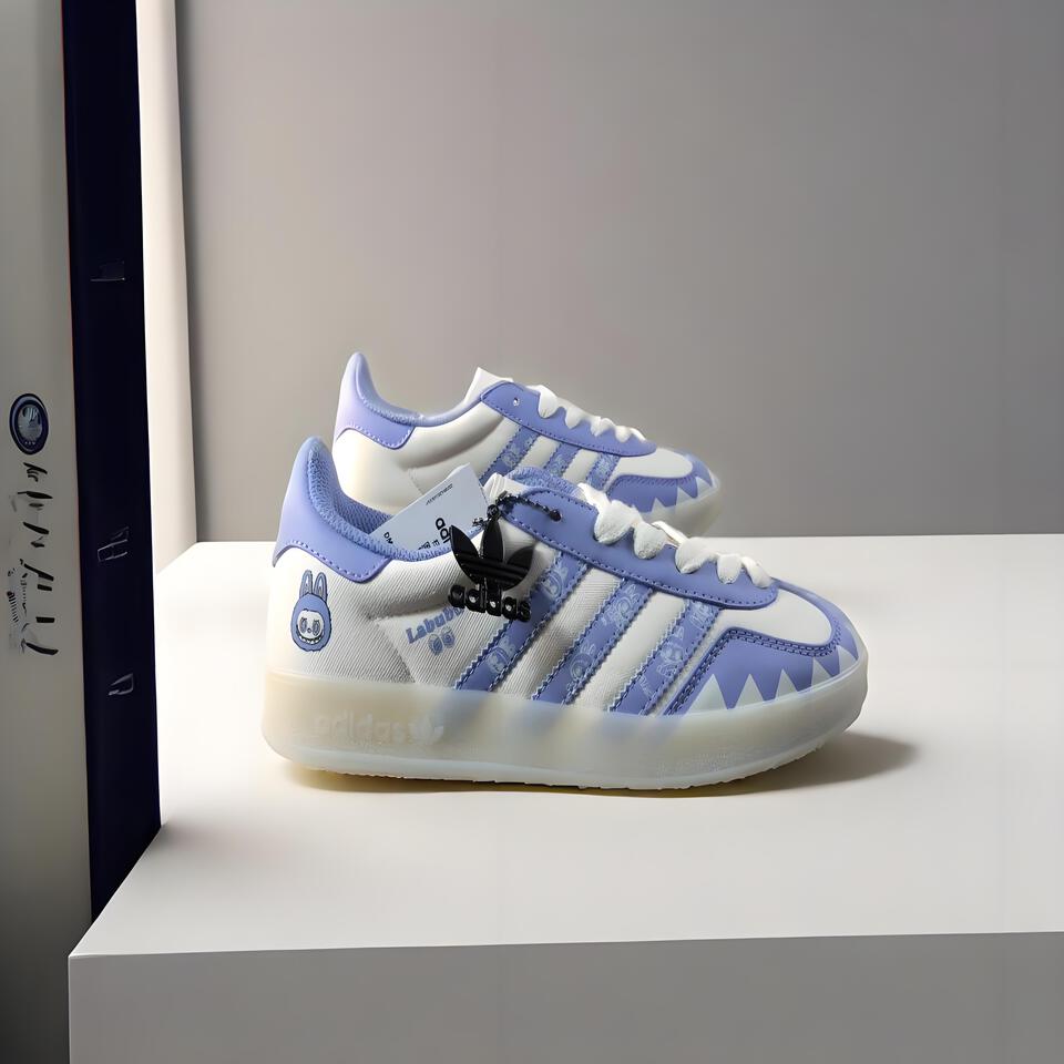adidas Originals x Labubu White Purple Canvas Shoes | Low Top Sneakers