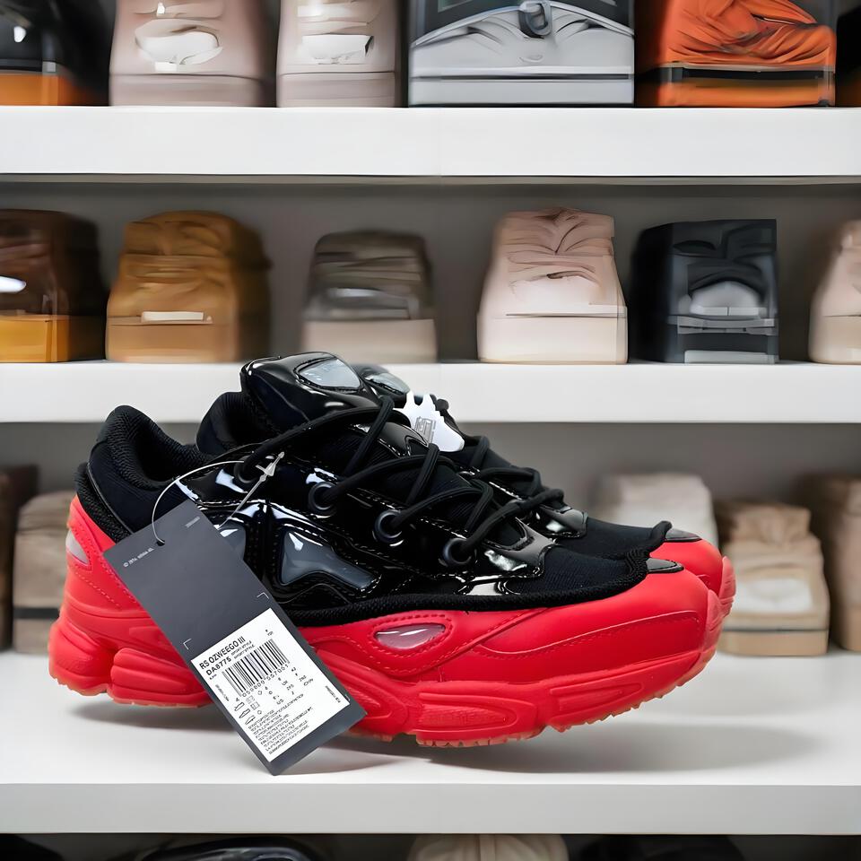 adidas OZWEEGO Black Red Patent Leather Retro Sneakers