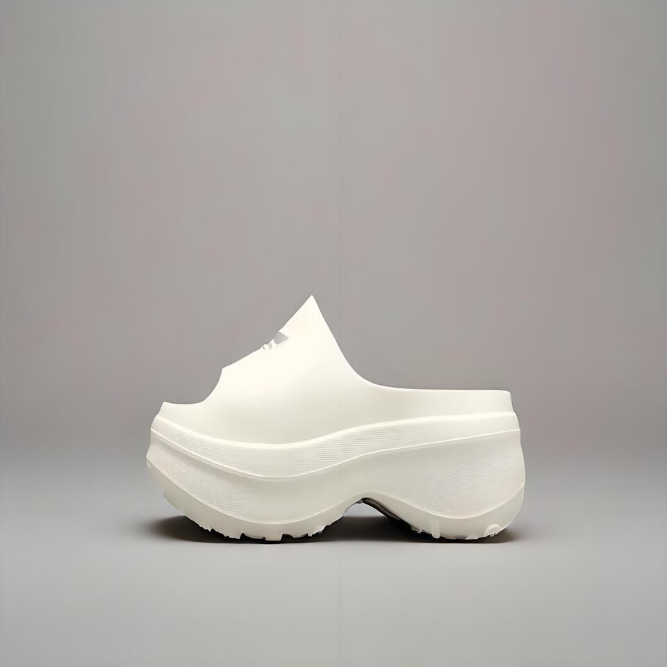 adidas Pure White Platform Sandals: EVA Non-Slip Elevated Slides