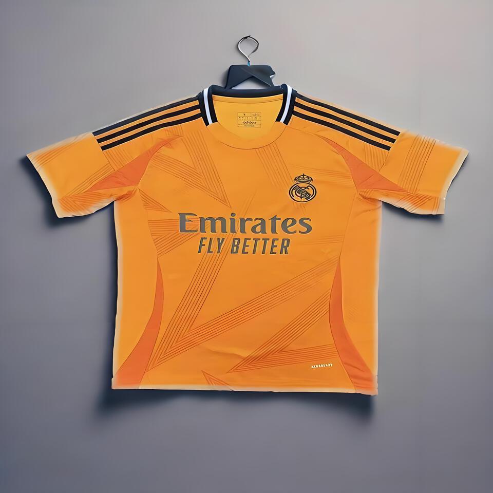 Adidas Real Madrid Orange Home Jersey 2024-25, Authentic Football Shirt