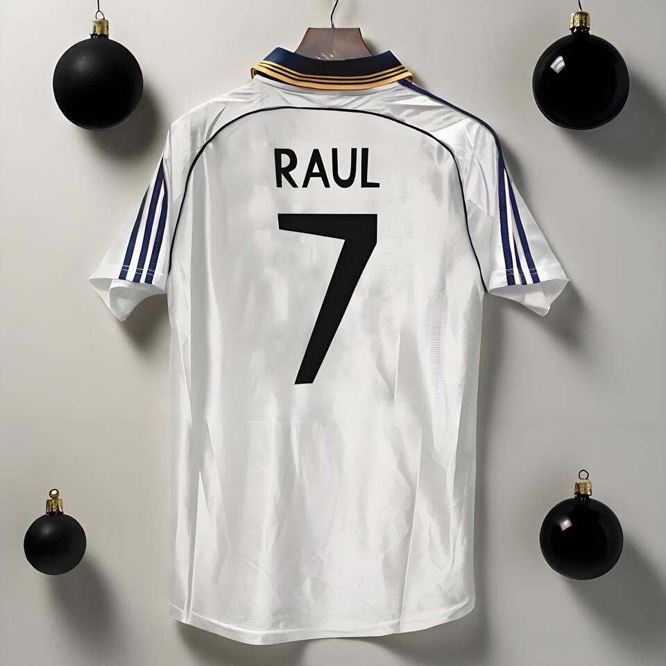 Adidas Real Madrid Raul 7 White Breathable Vintage Soccer Jersey