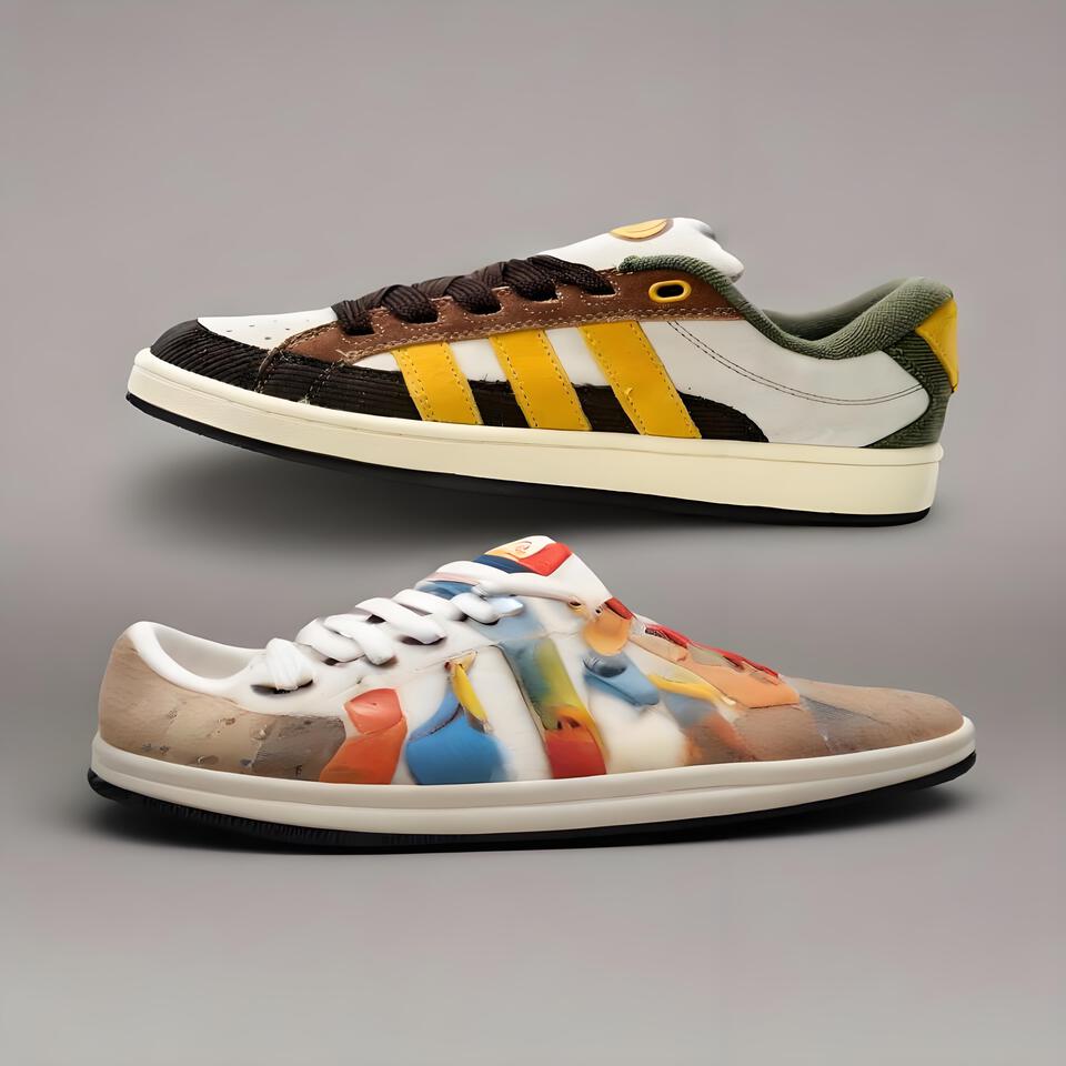 Adidas Retro Sneakers White Brown Green Suede