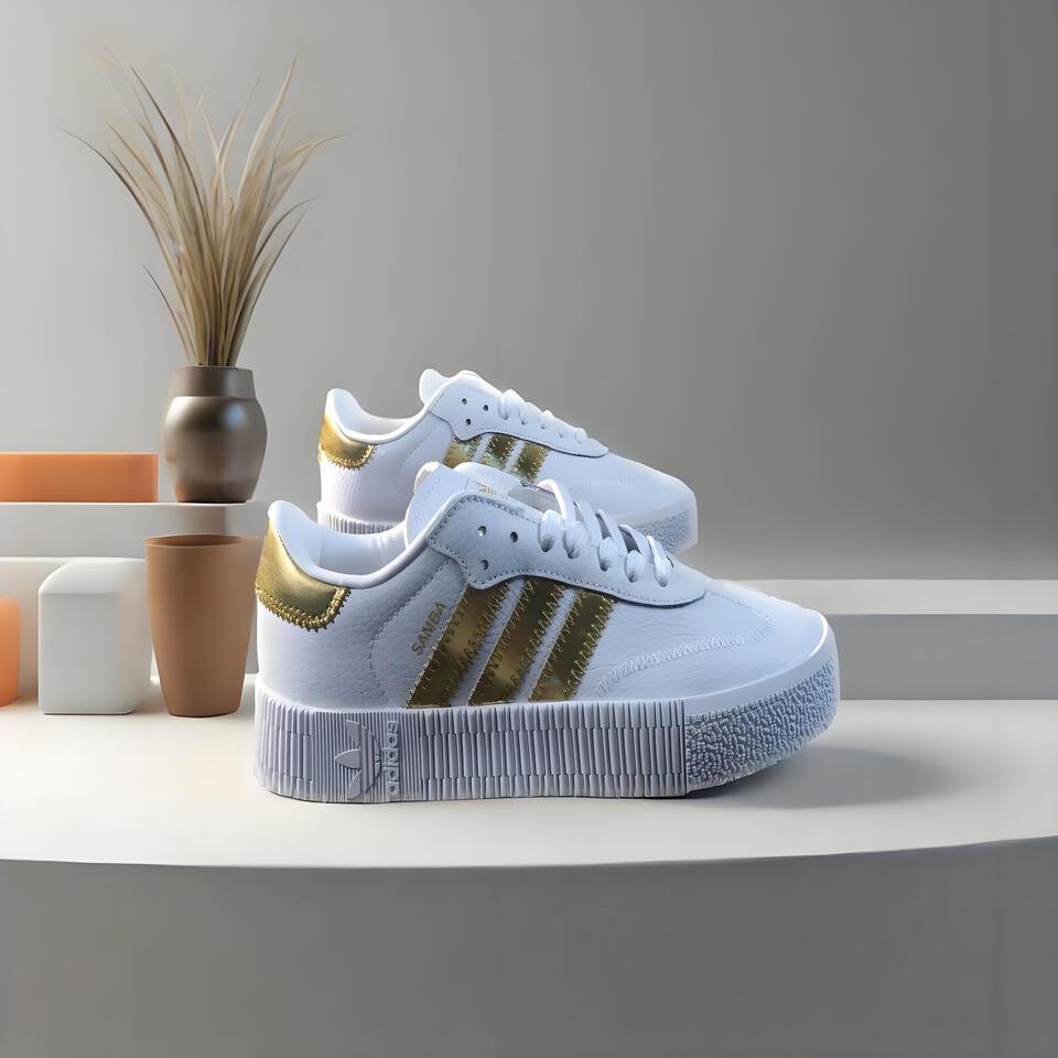adidas Samba White Gold Leather Retro Sneakers for Men and Women