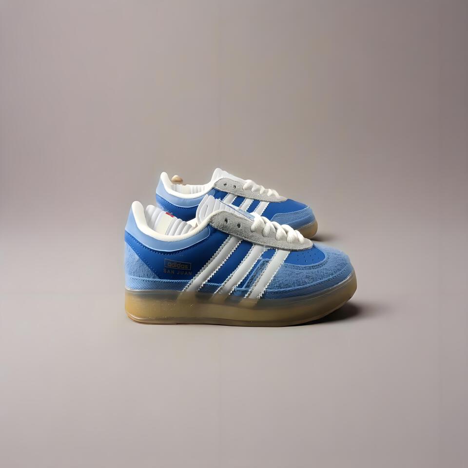 adidas San Juan Blue White Beige Suede Retro Sneakers