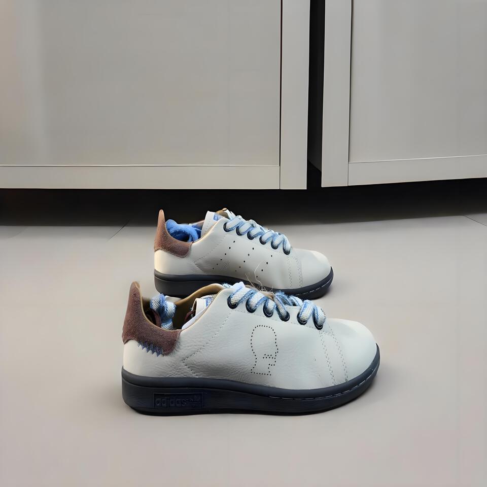 adidas Stan Smith White Blue Brown Retro Sneakers