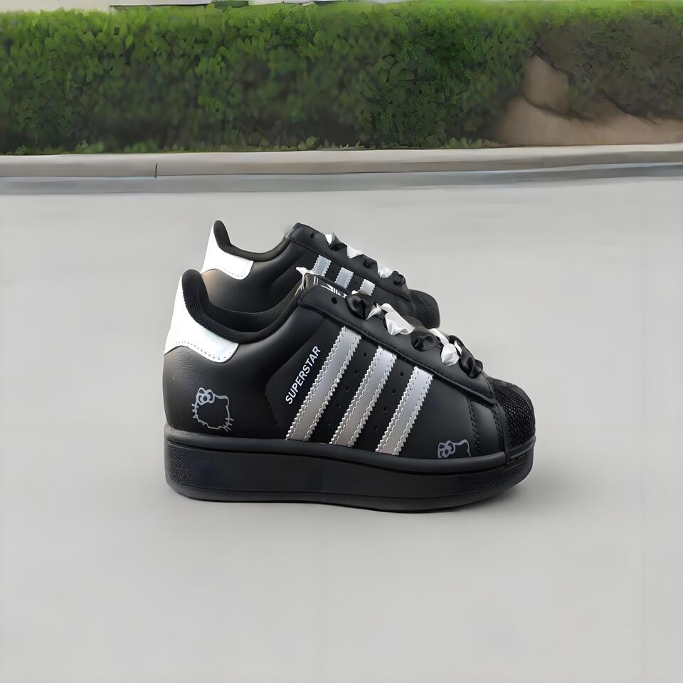 Adidas Superstar Black Silver Cartoon Shell Toe Sneakers