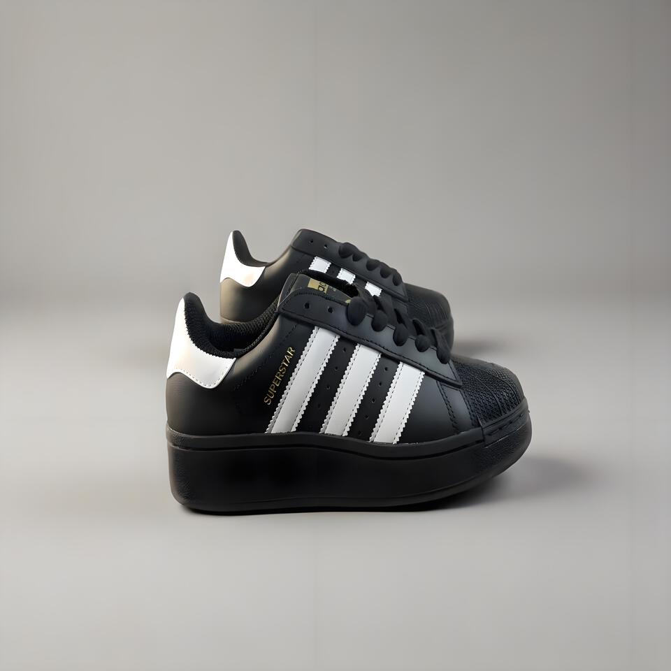 Adidas Superstar Black White Leather Classic Vintage Sneakers