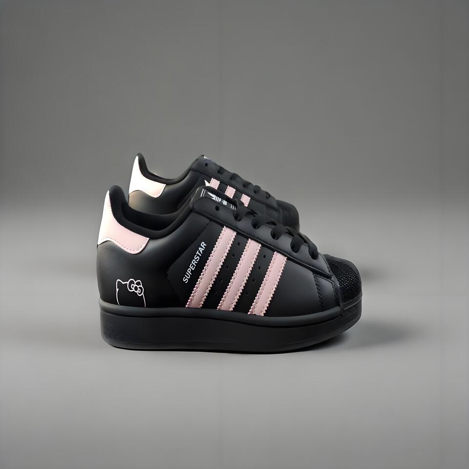Adidas Superstar Hello Kitty Black Pink Shell Toe Sneakers
