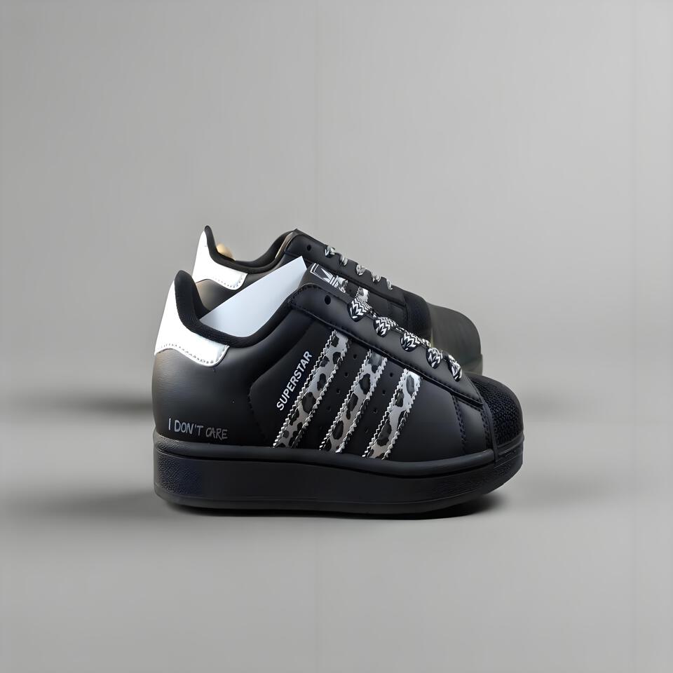 Adidas Superstar Leopard Print Slogan Unisex Casual Sneakers