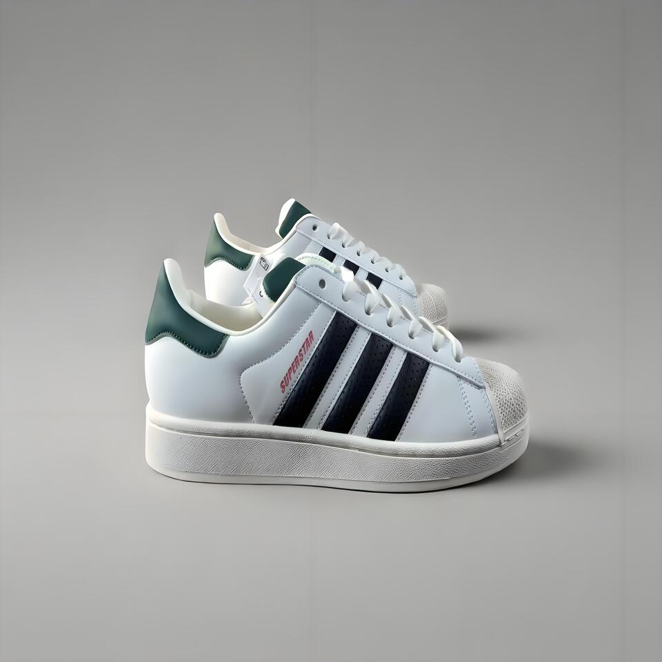 Adidas Superstar Vintage Black White Green Shell Toe Sneakers